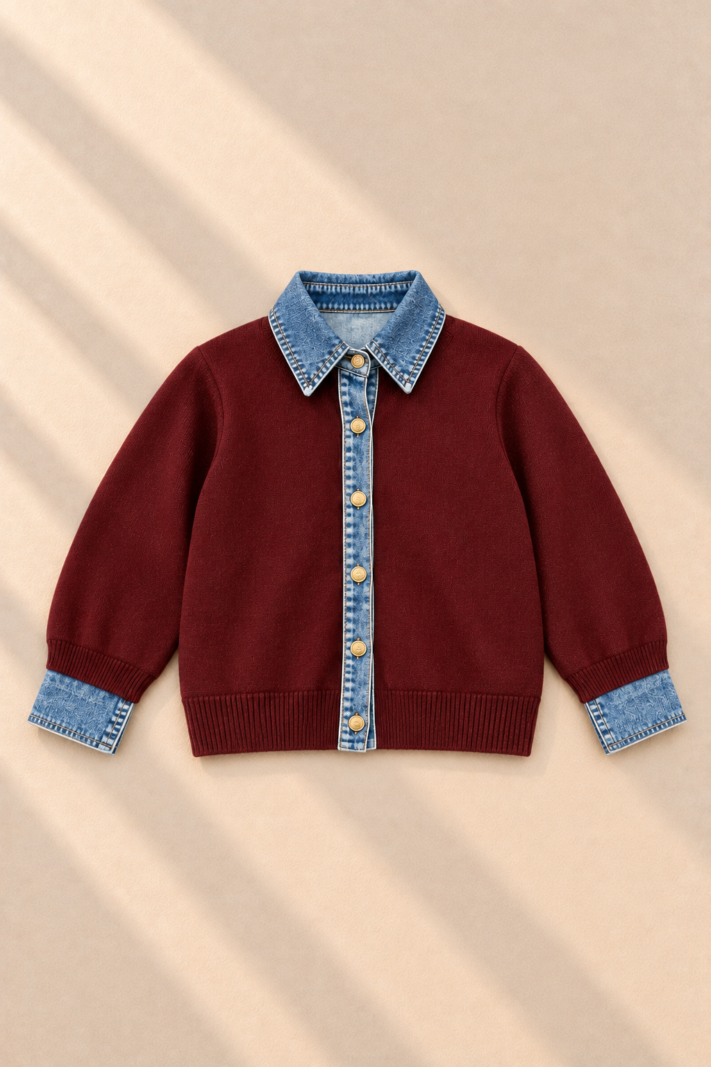 Jessie Denim Cardigan – Burgundy