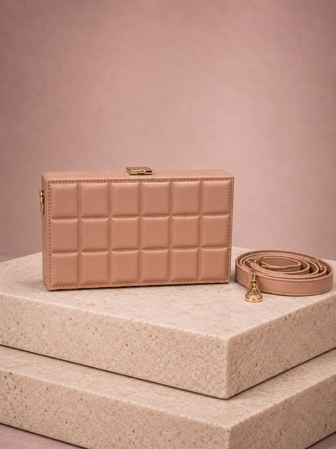 Astra Structured Box Bag - Blush Nude