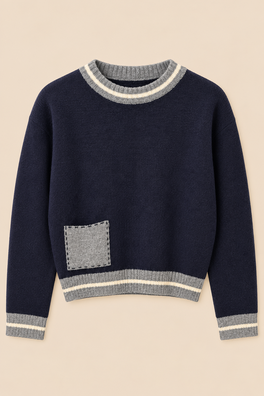 Aubrey Contrast Trim Knit Jumper – Navy