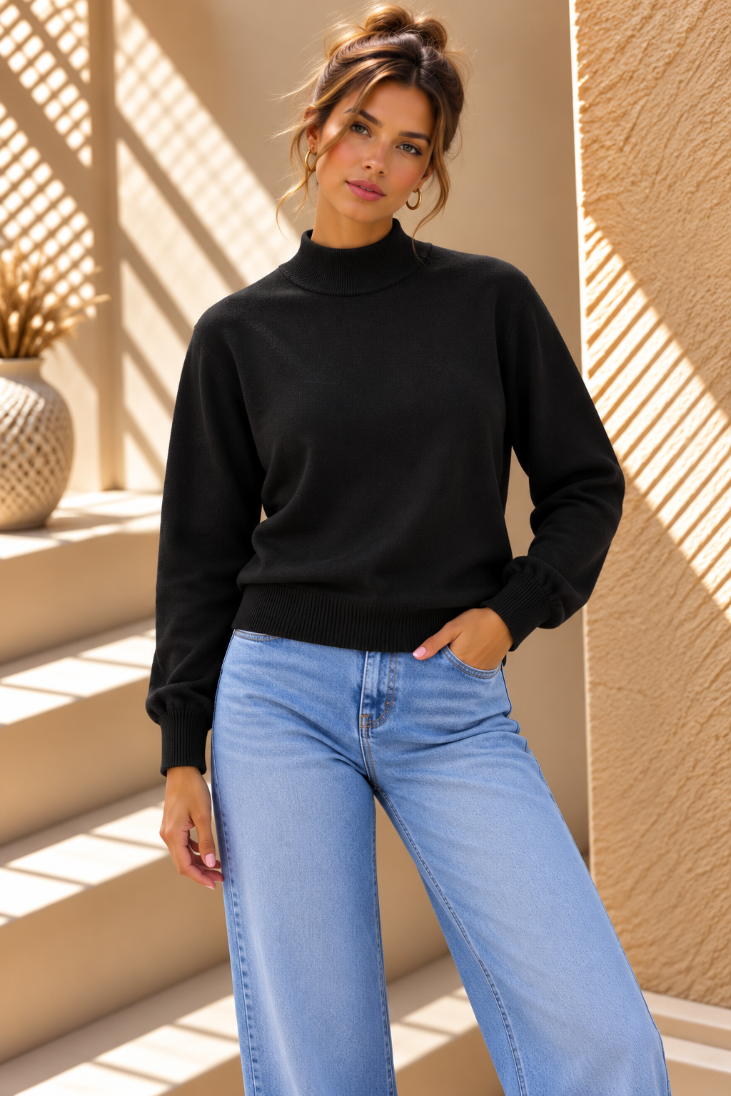 Aveline Turtle Neck Jumper – Black