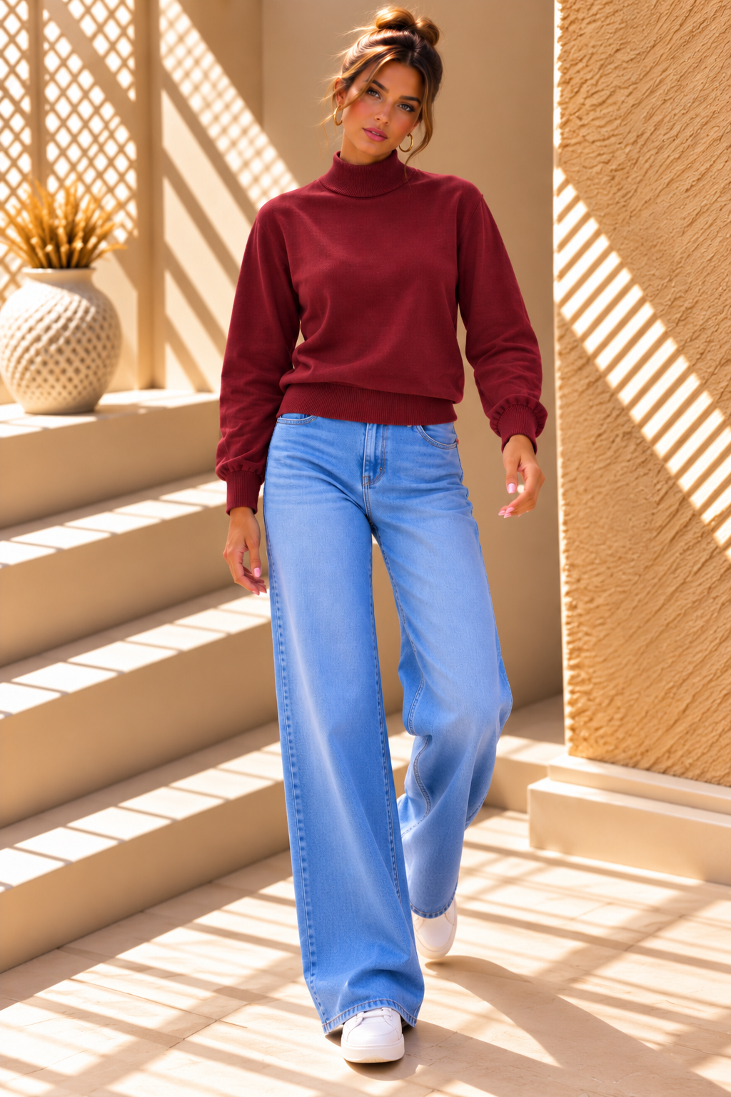 Aveline Turtle Neck Jumper – Burgundy