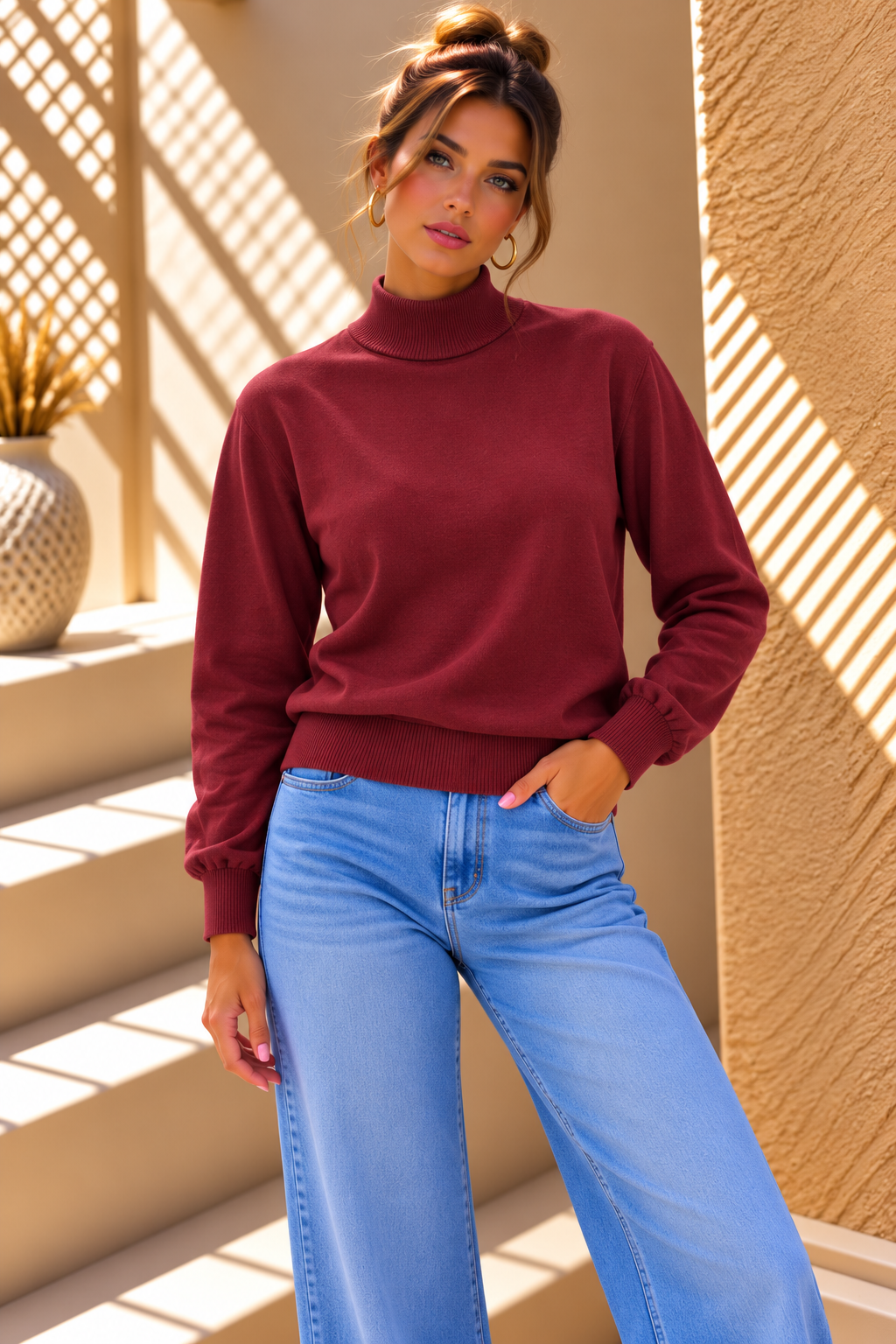 Aveline Turtle Neck Jumper – Burgundy