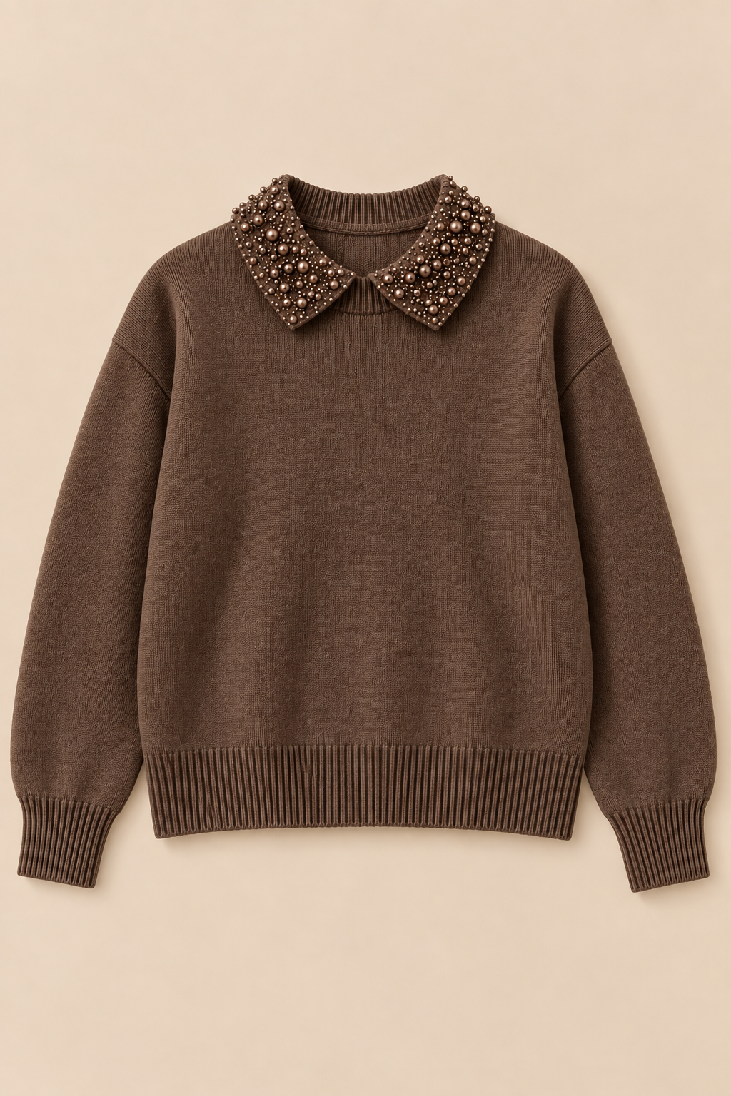 Avielle Pearl Collar Knit – Brown