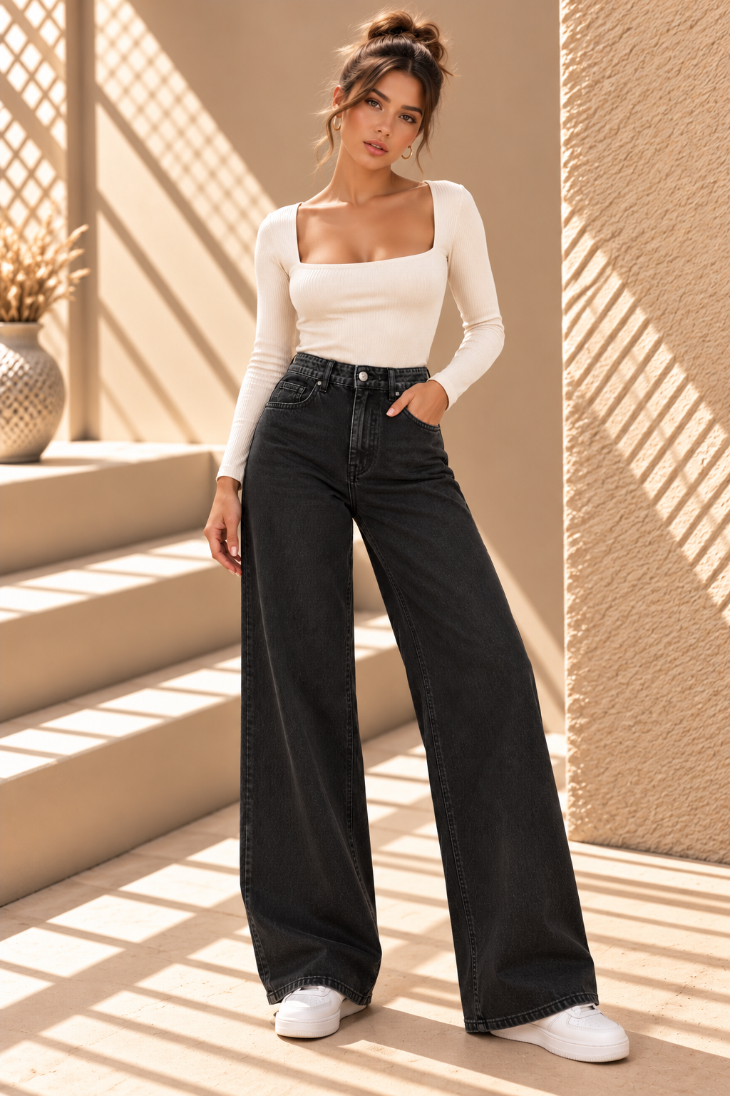 Blythe Wide Leg Jeans – Black