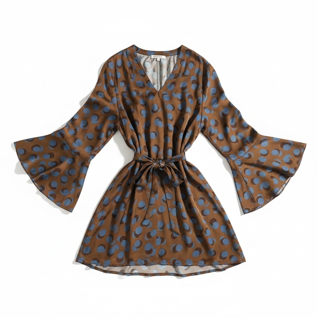 Aurelia Flow Dress – Mocha Azure Print