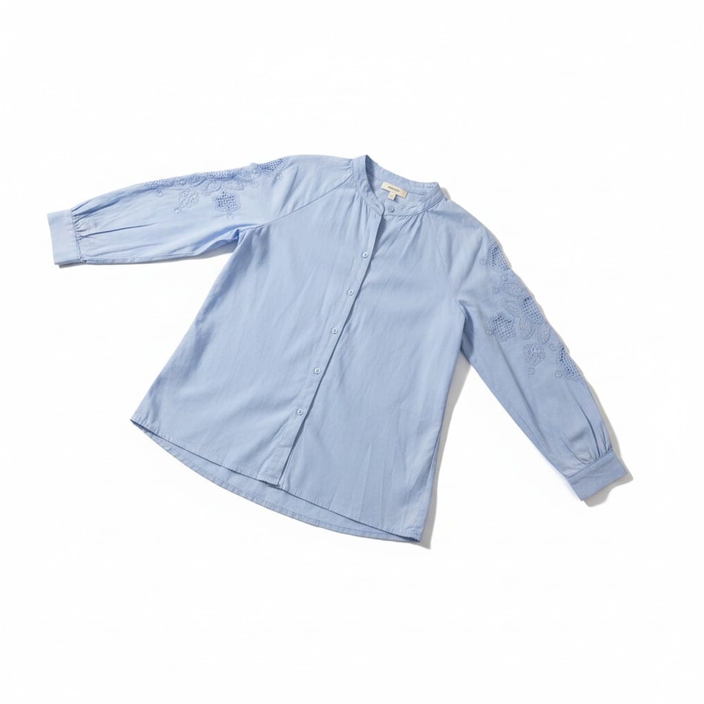 Lumière Cotton Blouse – Powder Blue