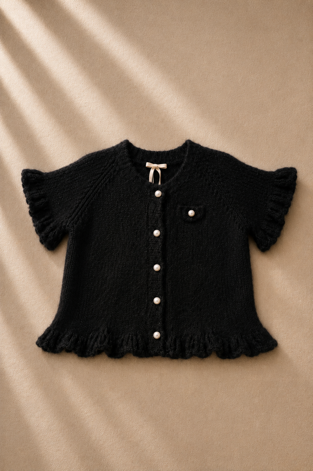 Camille Pearl Knit Top – Black