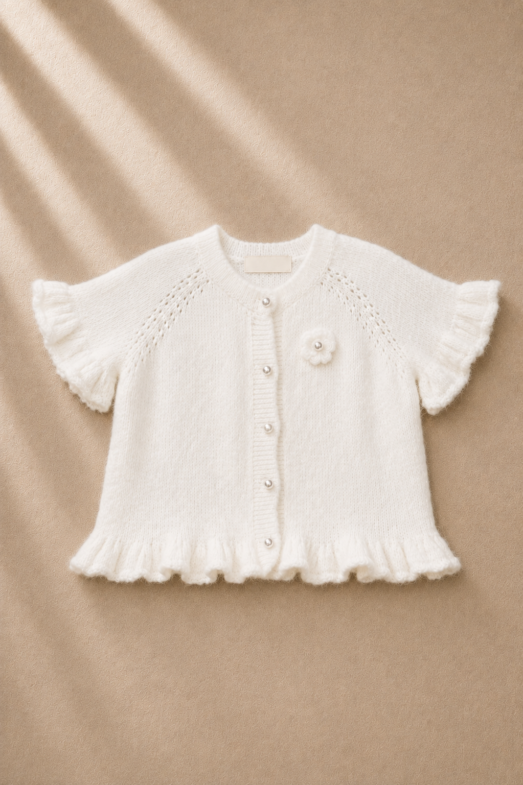 Camille Pearl Knit Top – White