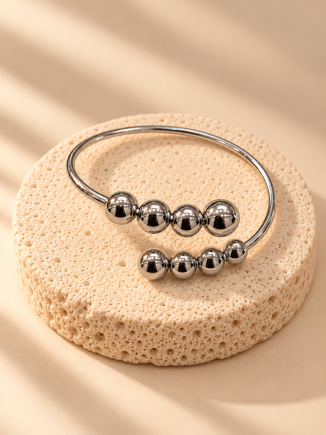 Celeste Silver Beaded Cuff Bracelet