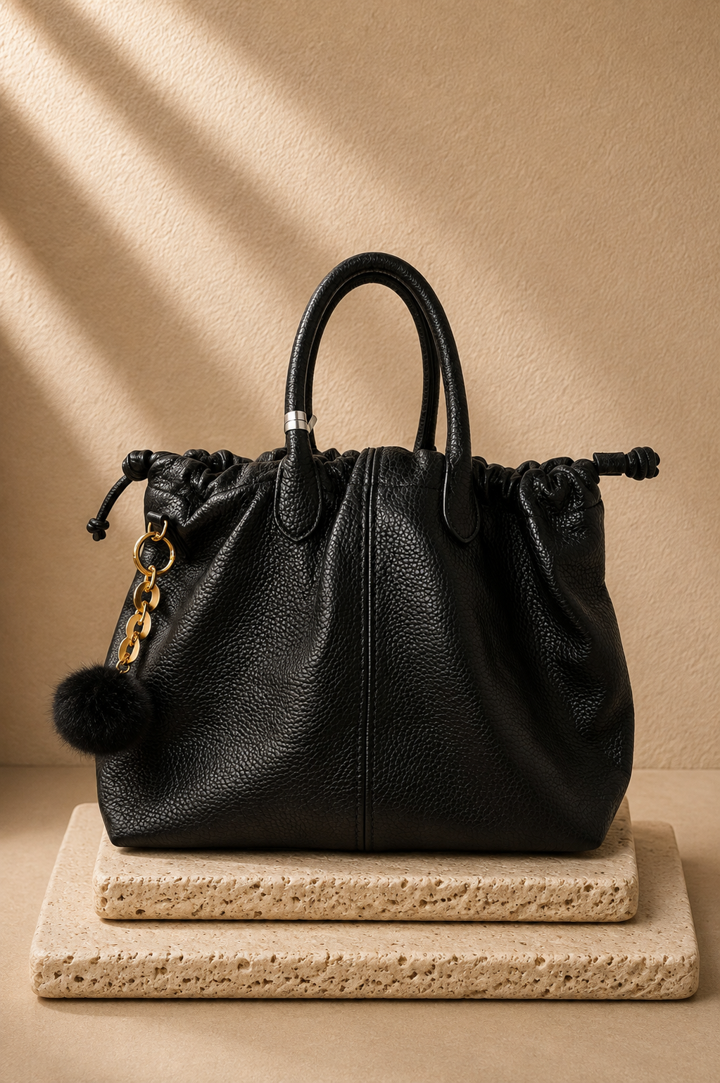 Chelsea Gathered Bag Black