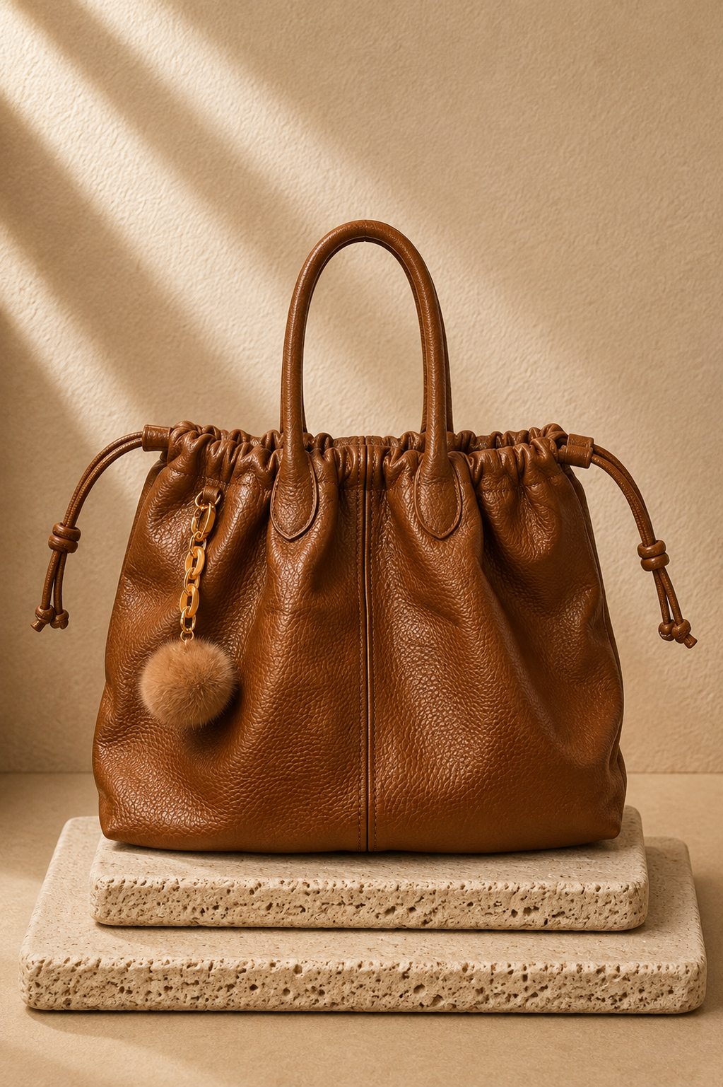 Chelsea Gathered Bag Cognac