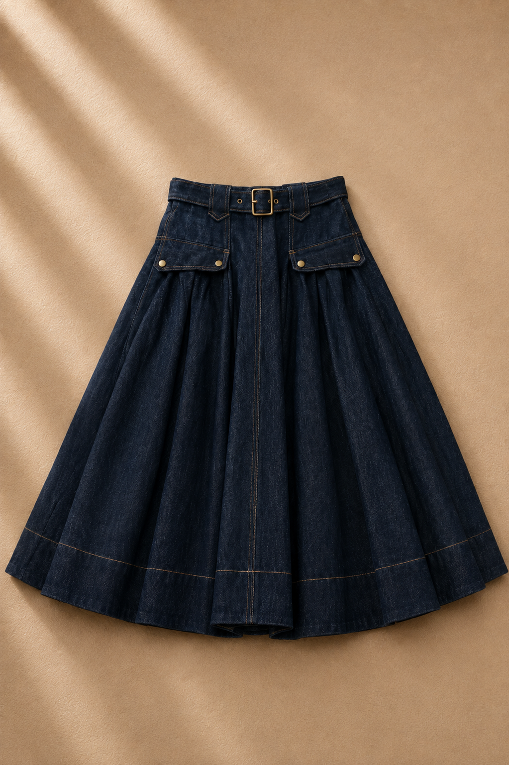 Chelsea Belted Denim Skirt