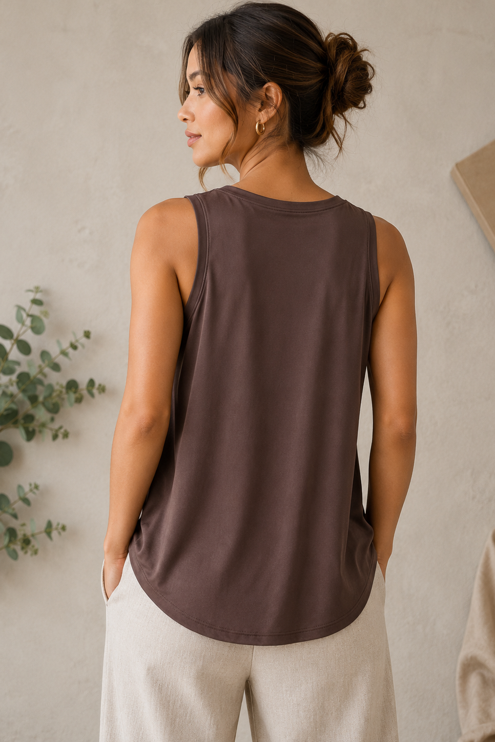 Chocolate Brown Silk Tank Top