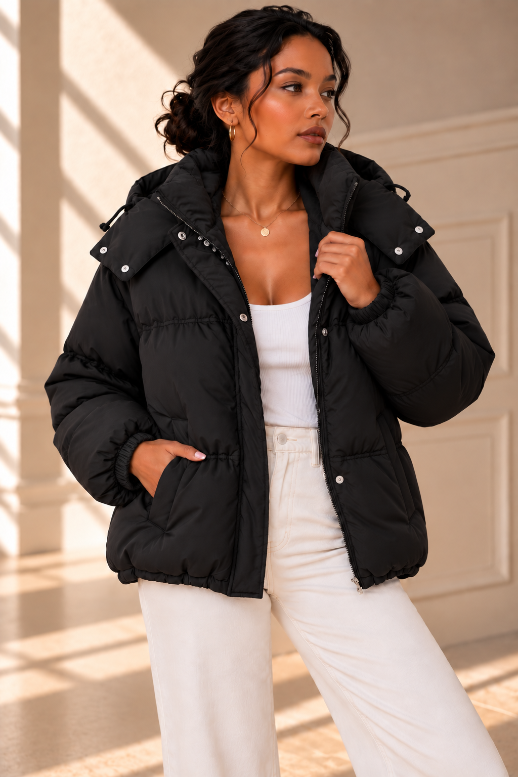 Cora Puffer Jacket – Black