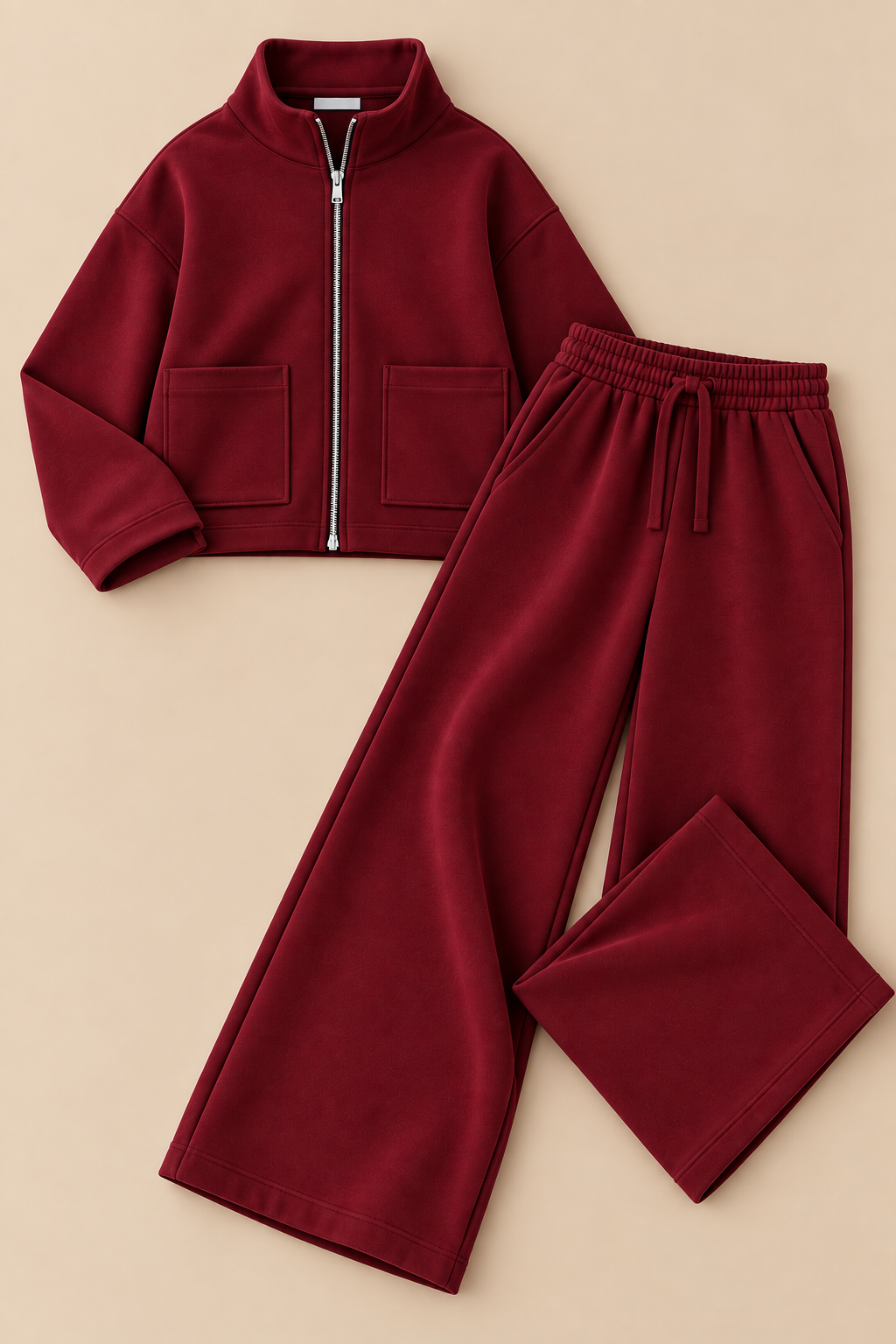 Veyra Zip Co-ord Set - Dark Red