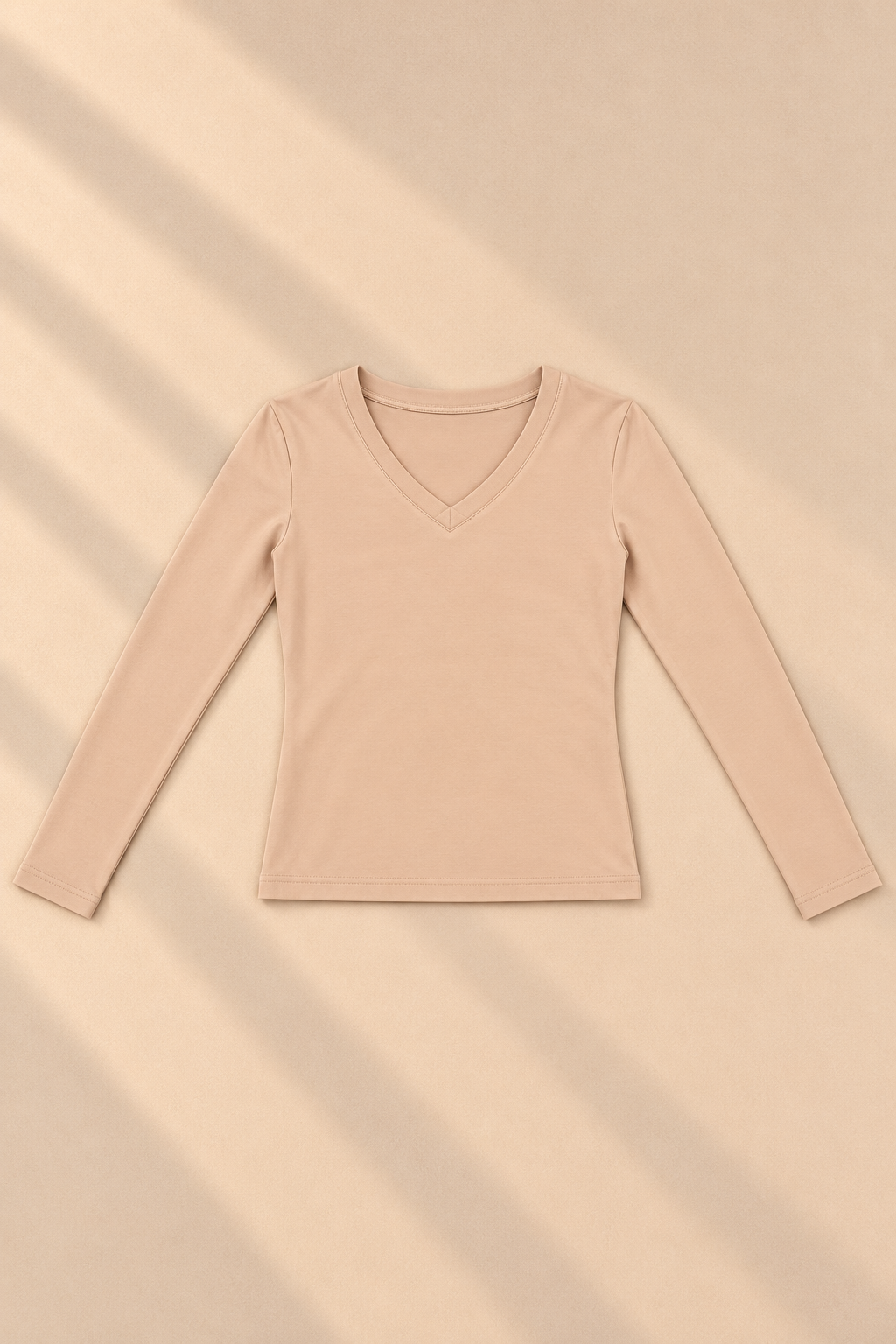 Edit V-Neck Top – Beige