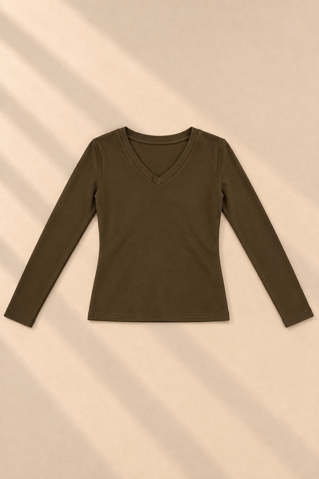 Edit V-Neck Top – Khaki
