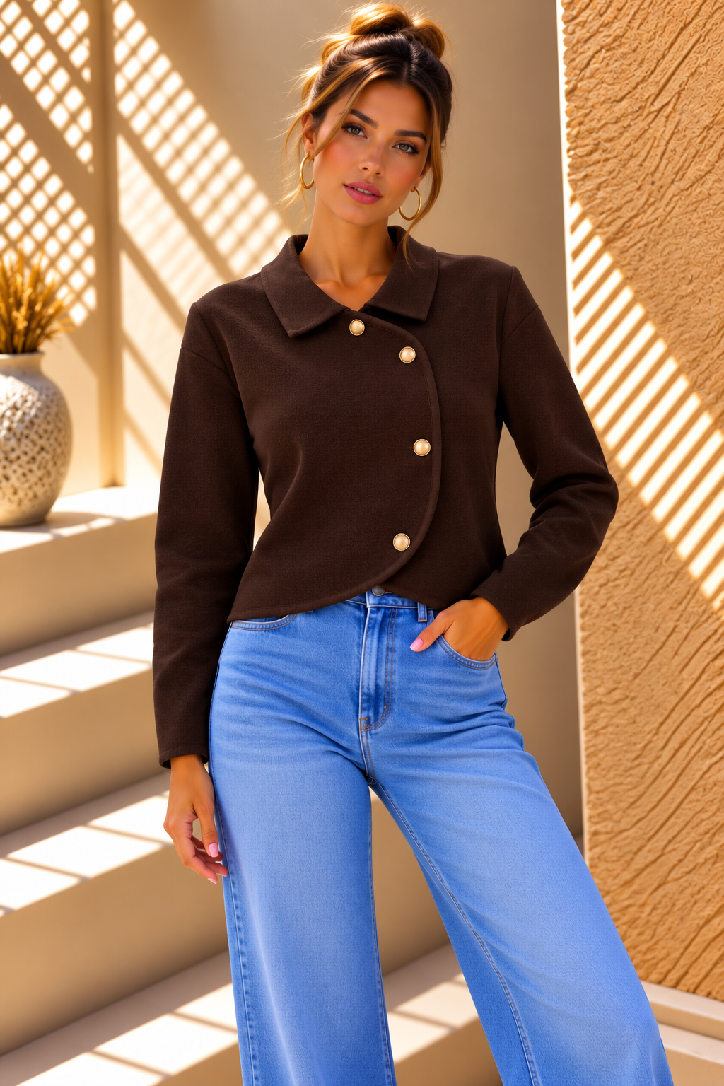 Vesper Asymmetric Cardigan – Brown