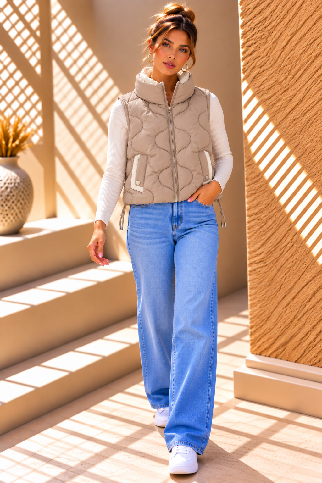 Bexley Quilted Gilet – Taupe
