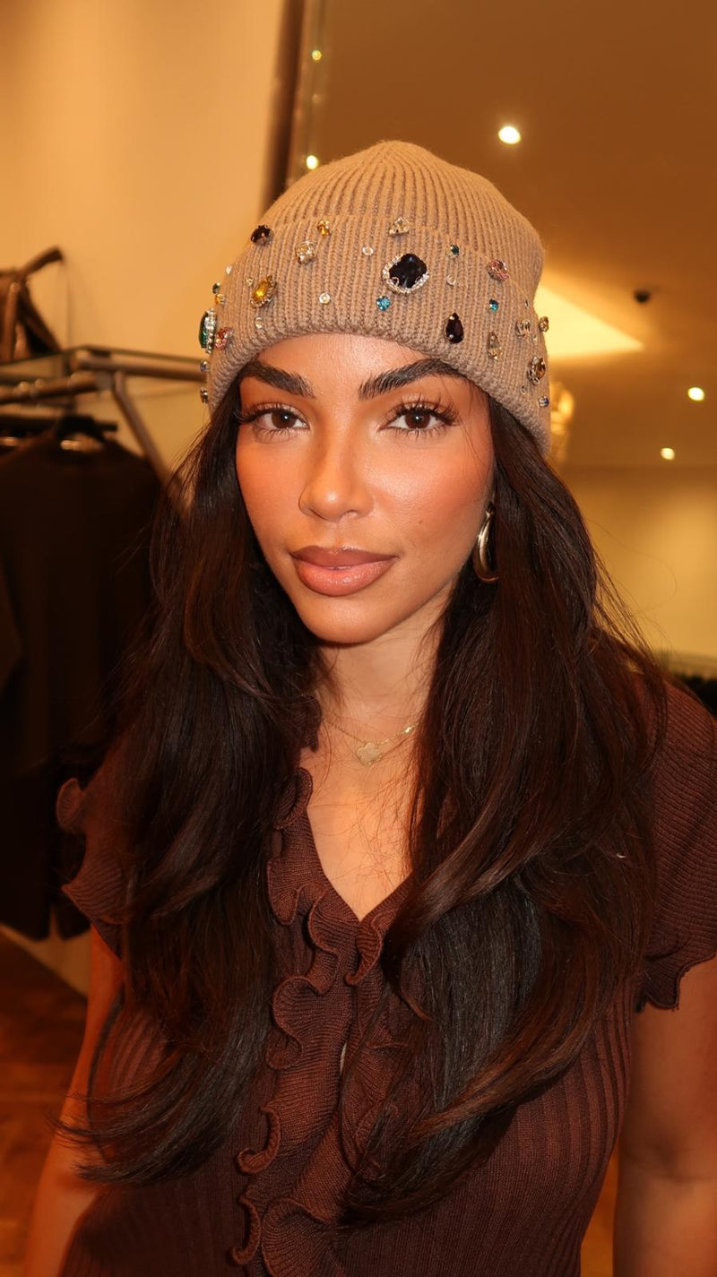 Amelia Rhinestone Cuffed Beanie