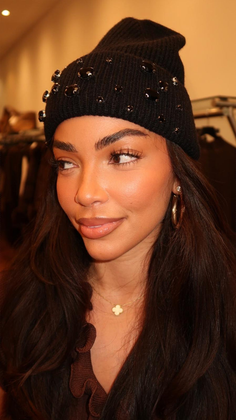 Amelia Rhinestone Cuffed Beanie