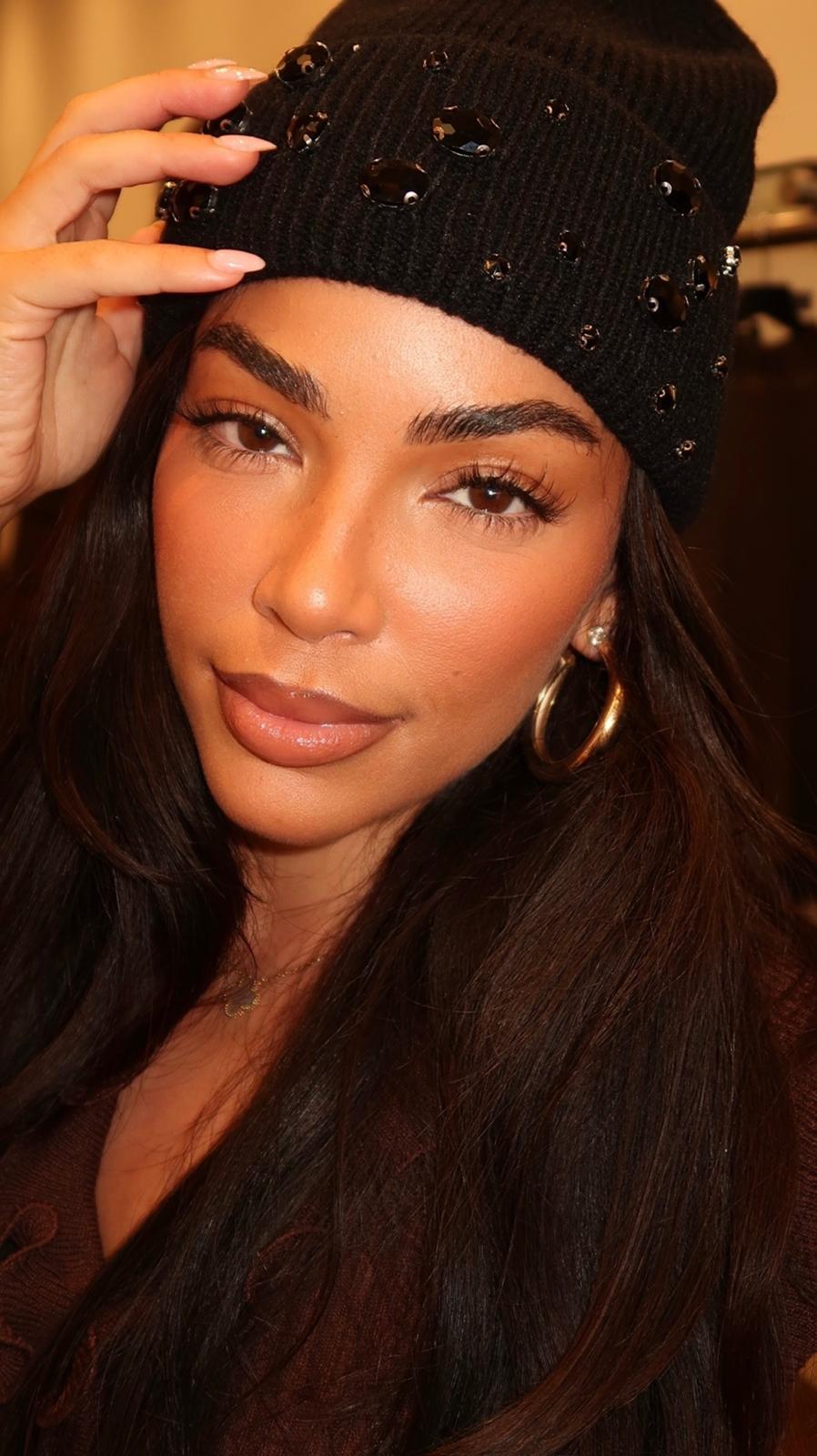 Amelia Rhinestone Cuffed Beanie