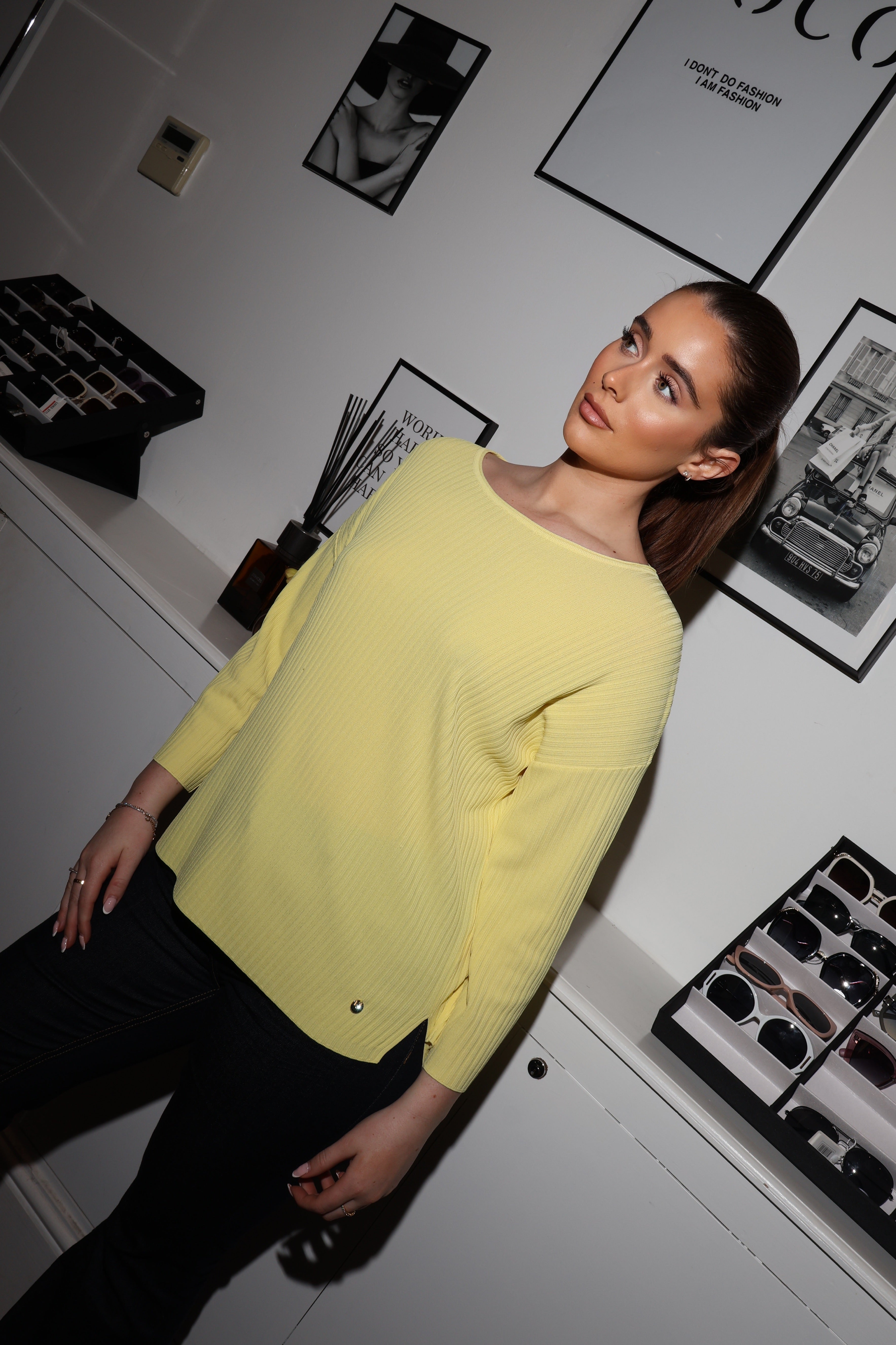 Lemon Ribbed Batwing Top