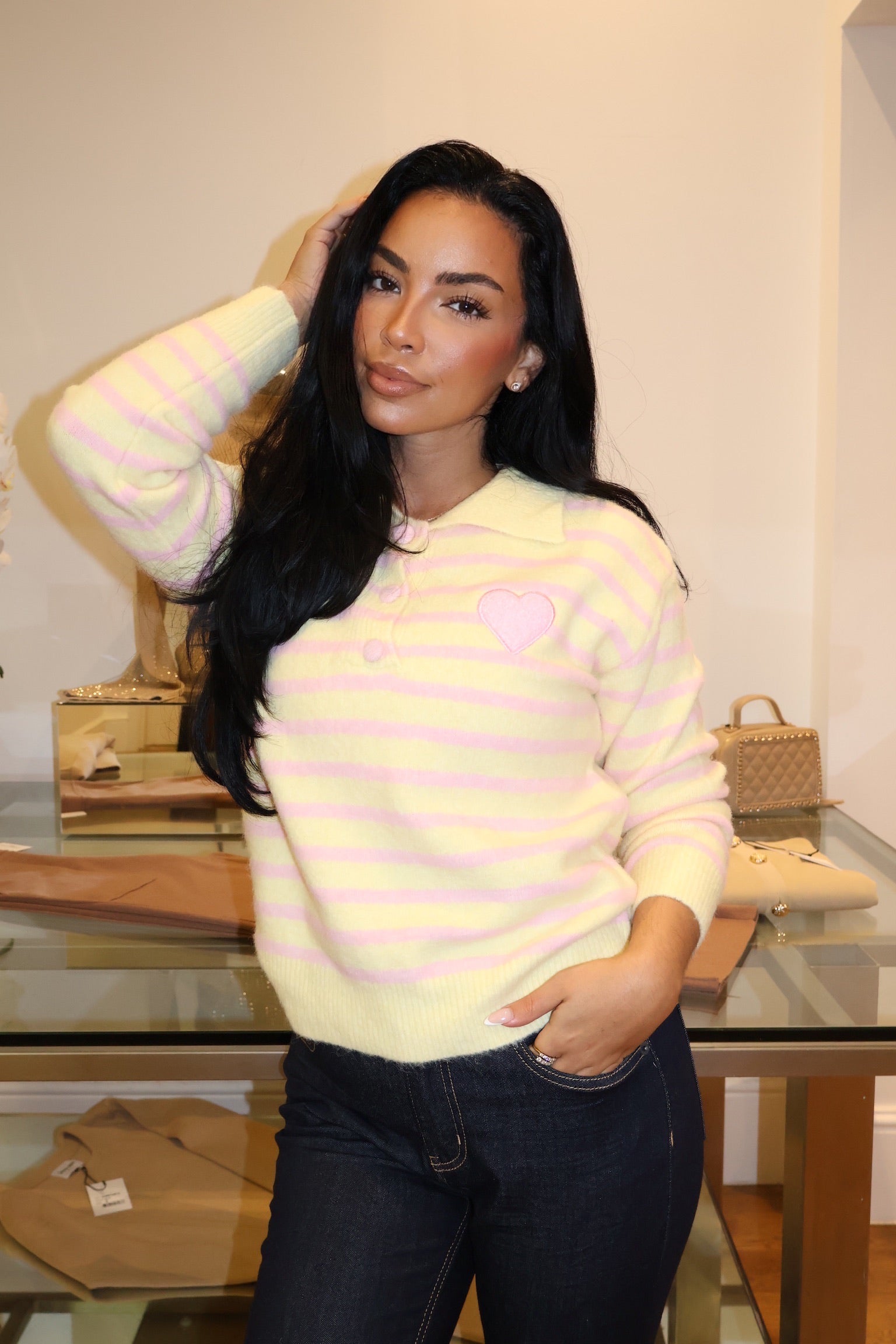 Heart Detail Stripe Jumper