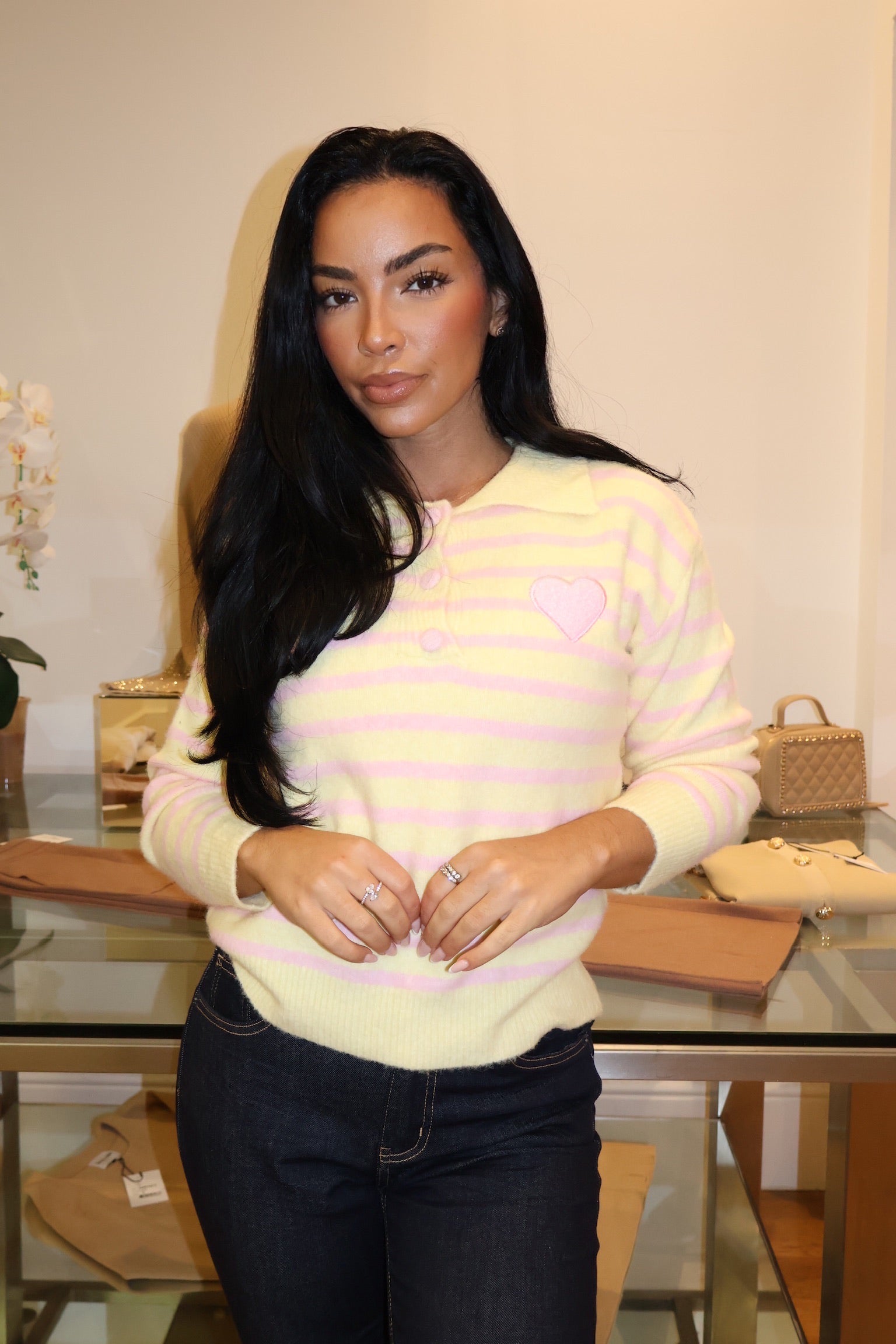 Heart Detail Stripe Jumper