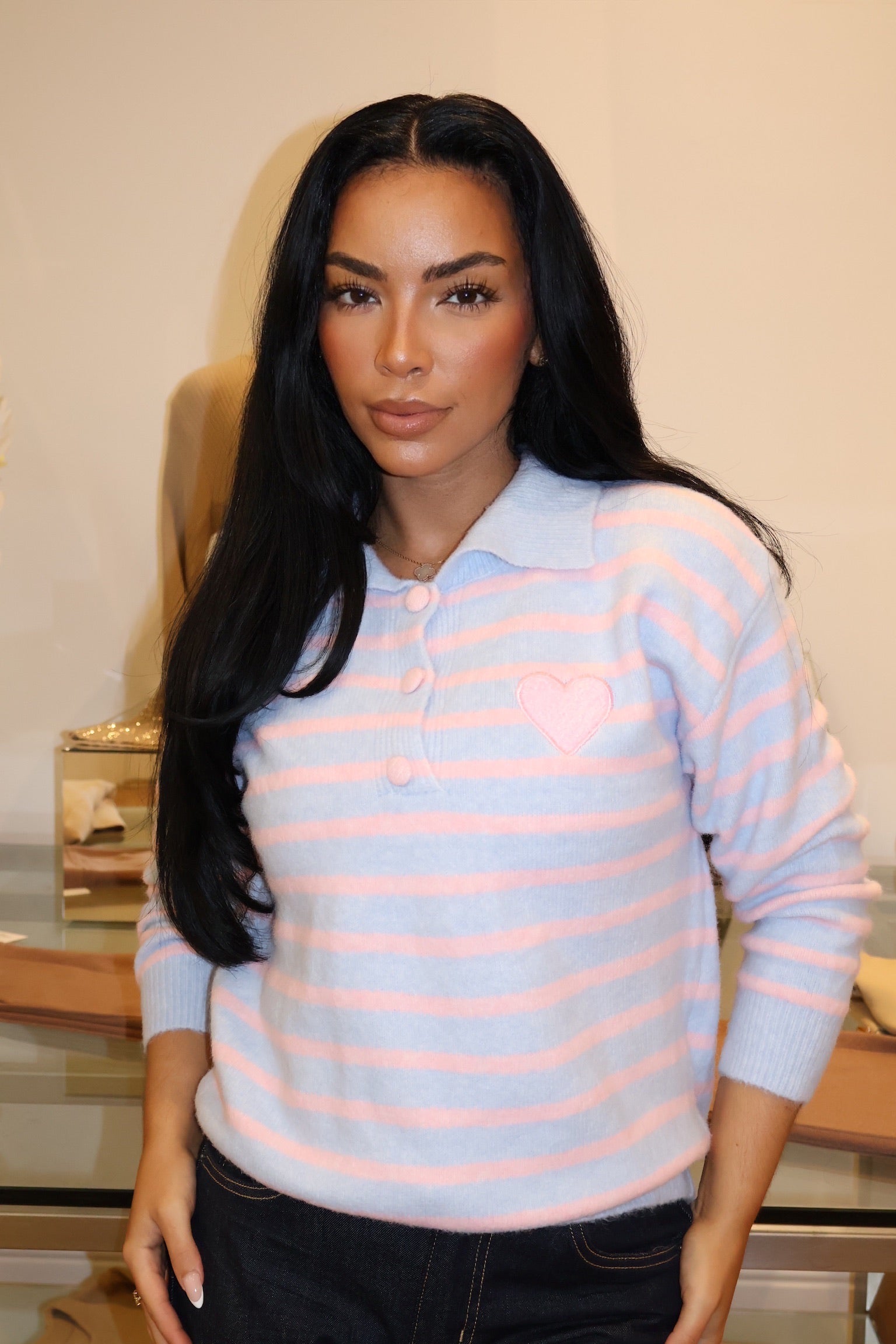 Heart Detail Stripe Jumper