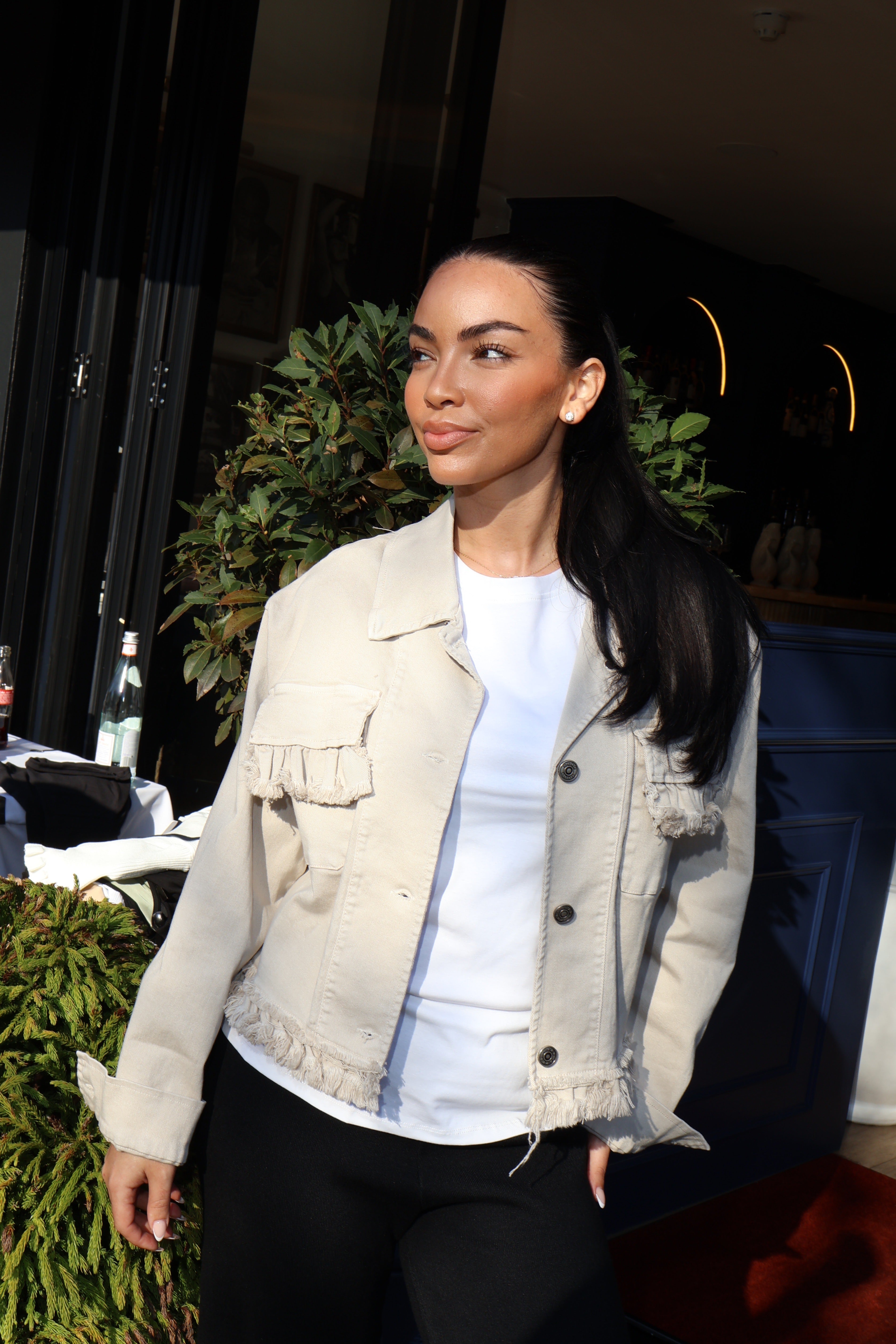 Stone Frayed Denim Jacket