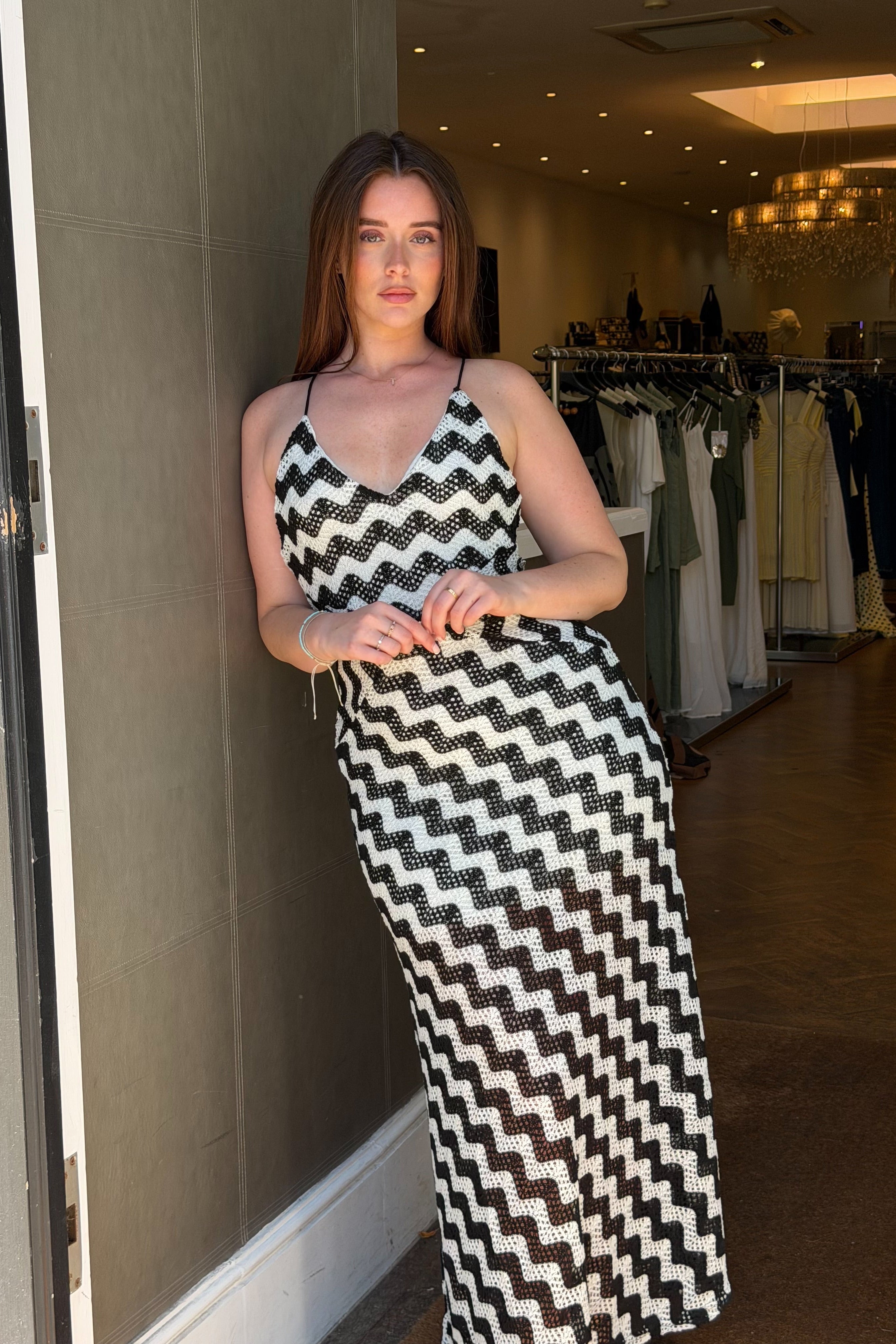 Zigzag Maxi Dress - Black