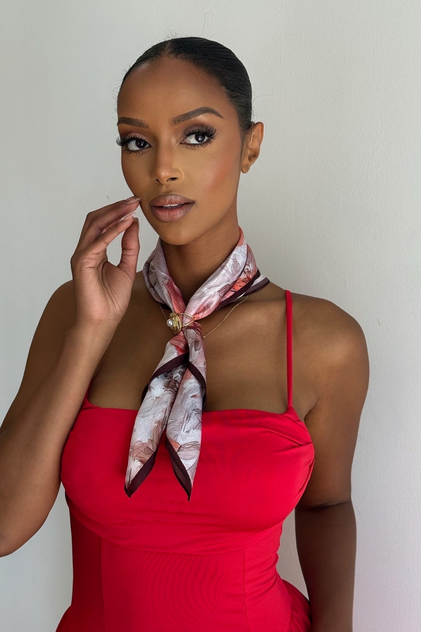 Coco Ivy Silk Scarf - Blush Pink