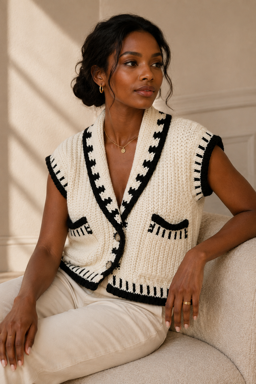 Kensington Contrast Knit Gilet