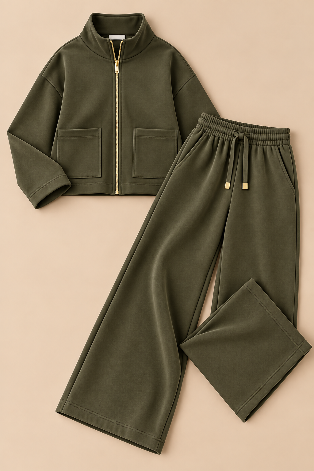 Veyra Zip Co-ord Set - Khaki Green