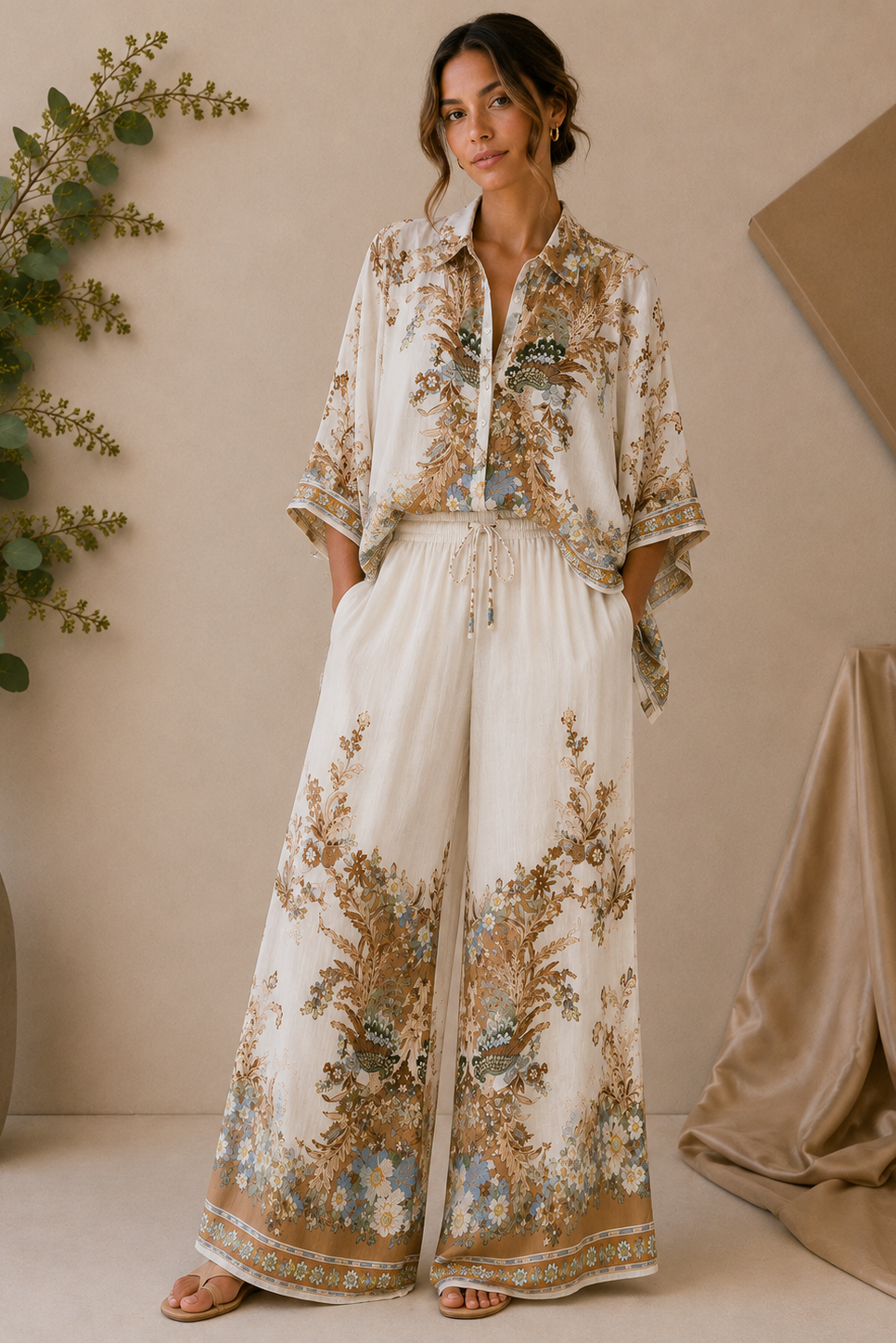 Light Print Boho Floral Set