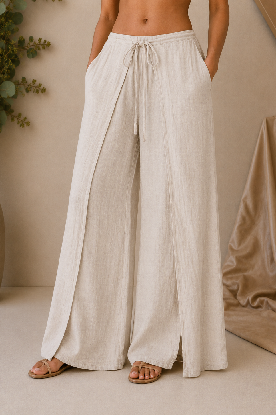 Linen Wide-Leg Trousers