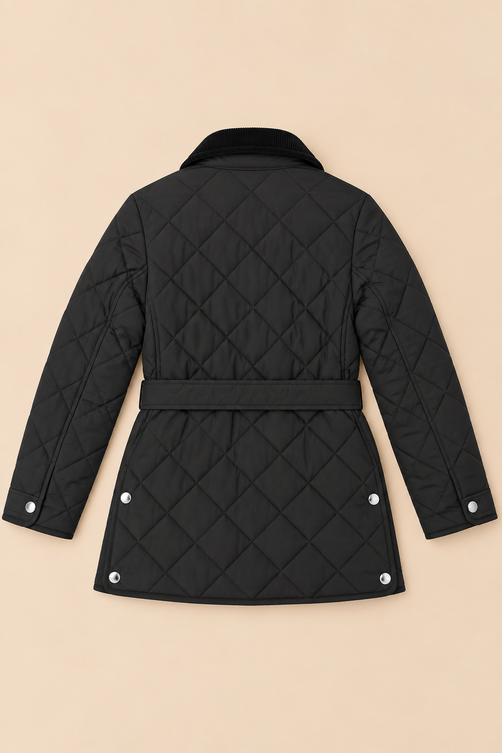 Mabel Quilted Belted Jacket – Black