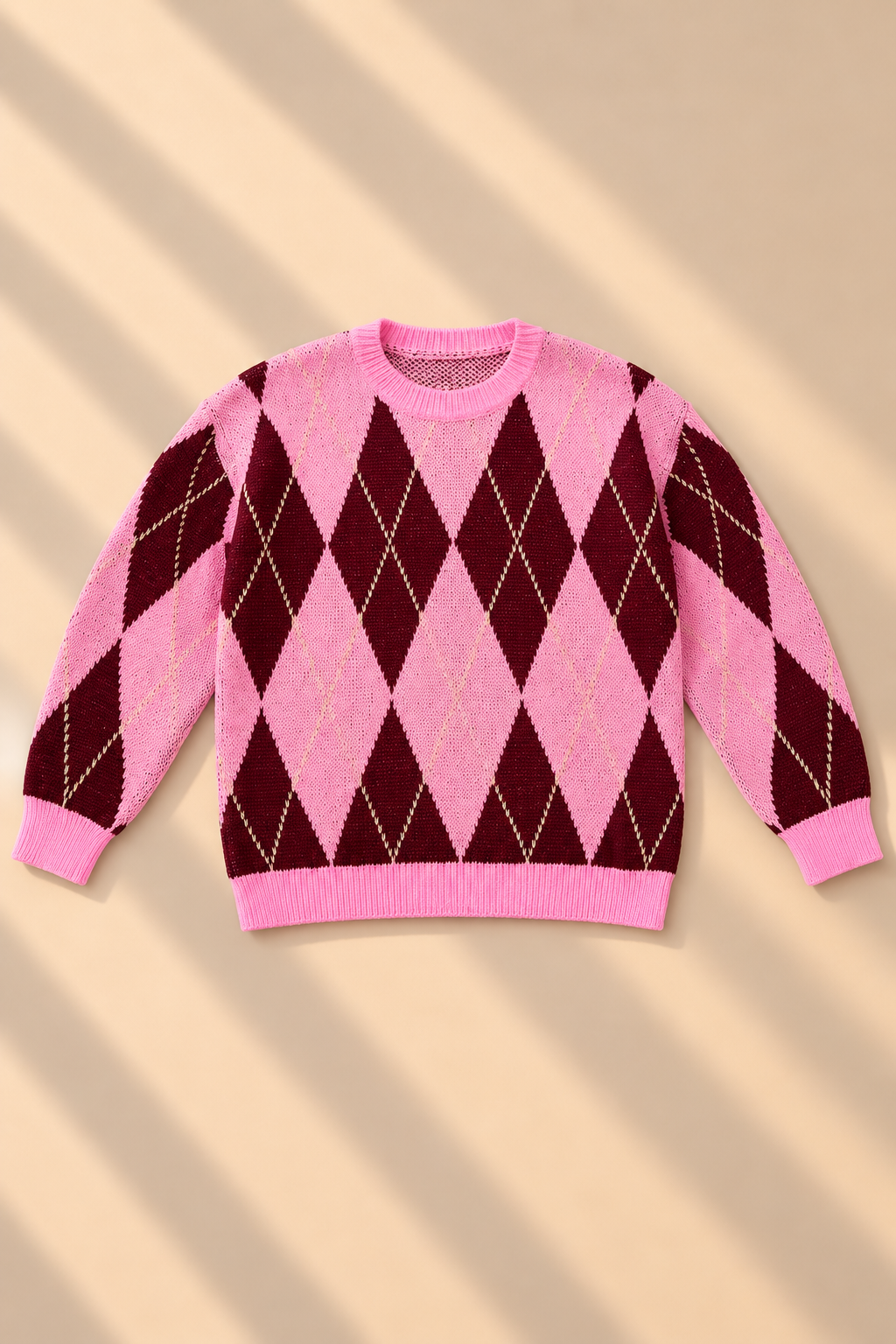 Marlow Argyle Knit – Pink & Burgundy