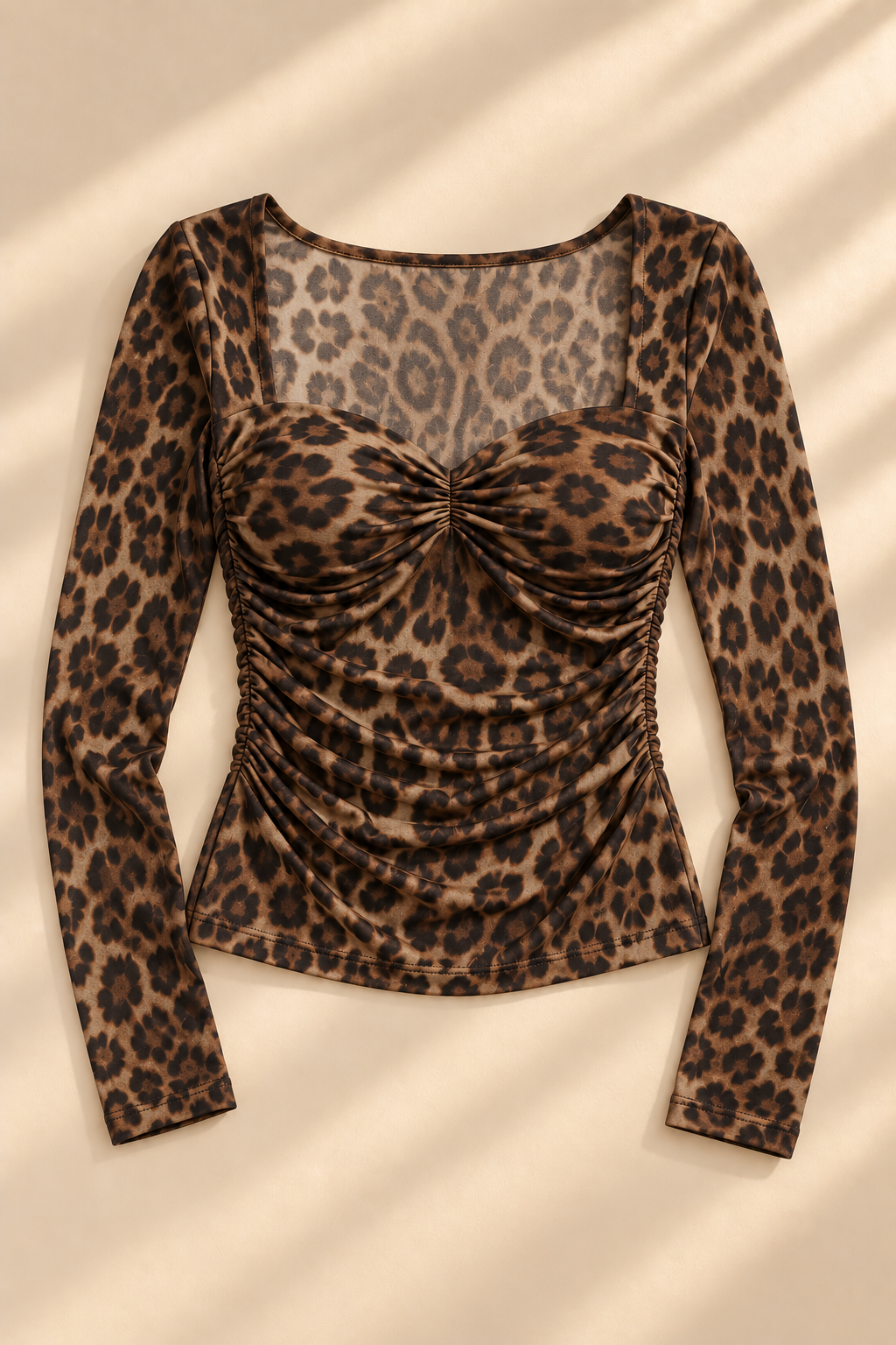 Mila Ruched Top – Leopard
