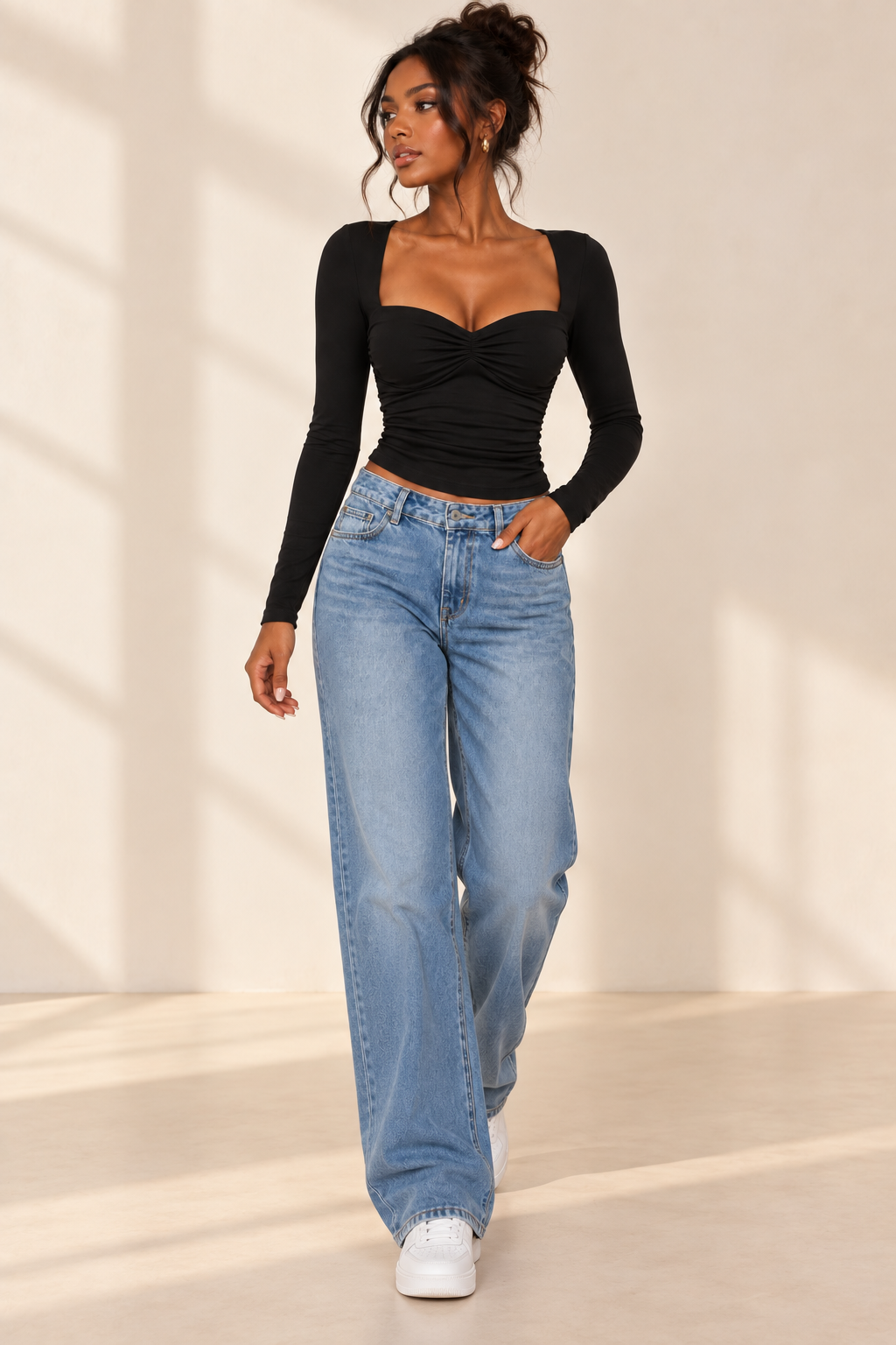 Mila Ruched Top – Black