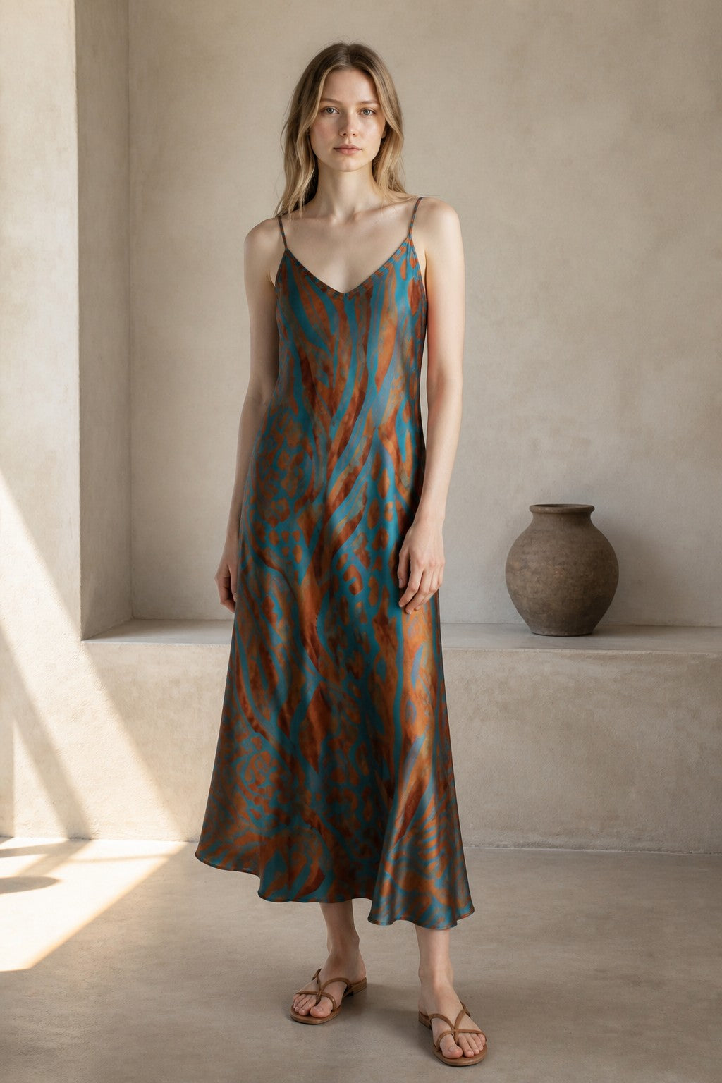 Savanna Muse Slip Dress - Terracotta Tide