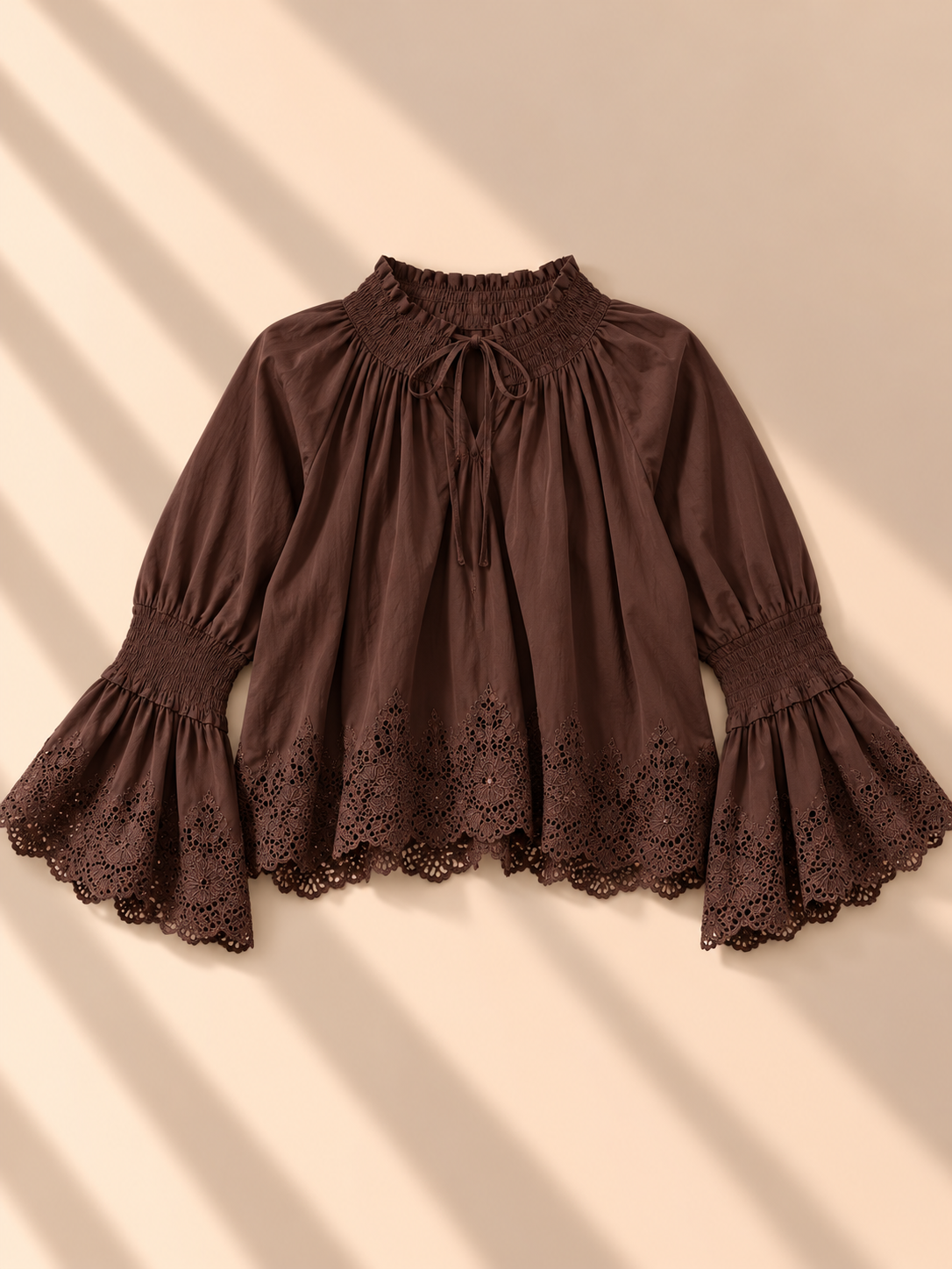 Ottilie Broderie Blouse – Brown