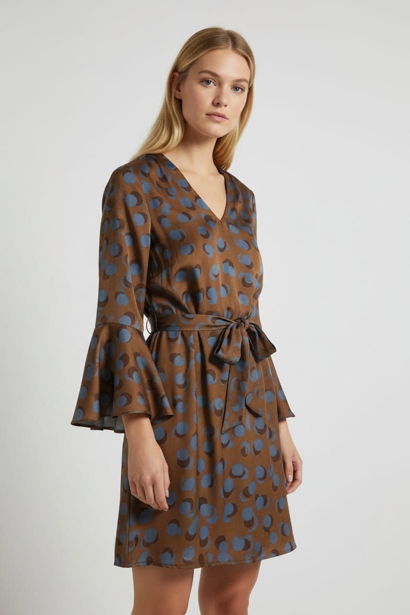 Aurelia Flow Dress – Mocha Azure Print
