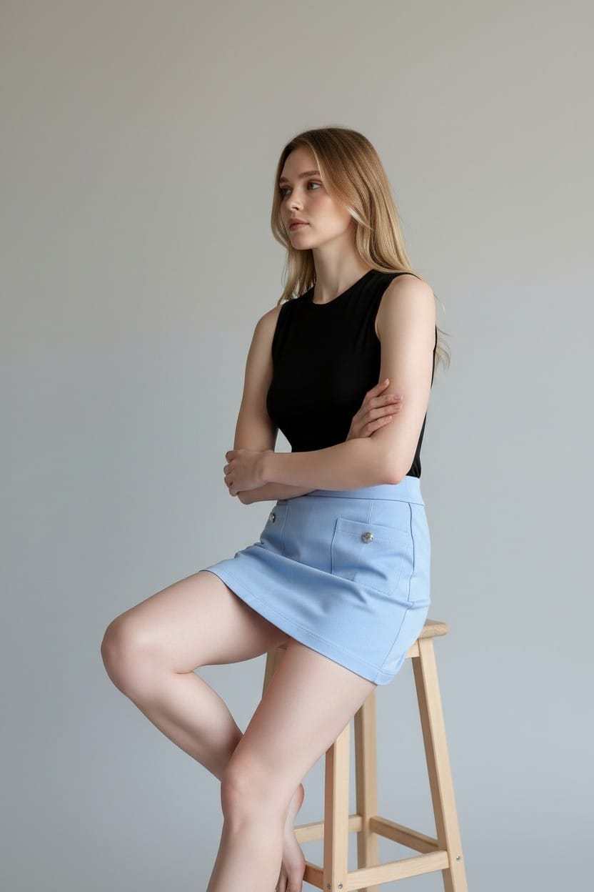 Azure Mini Skirt - Baby Blue