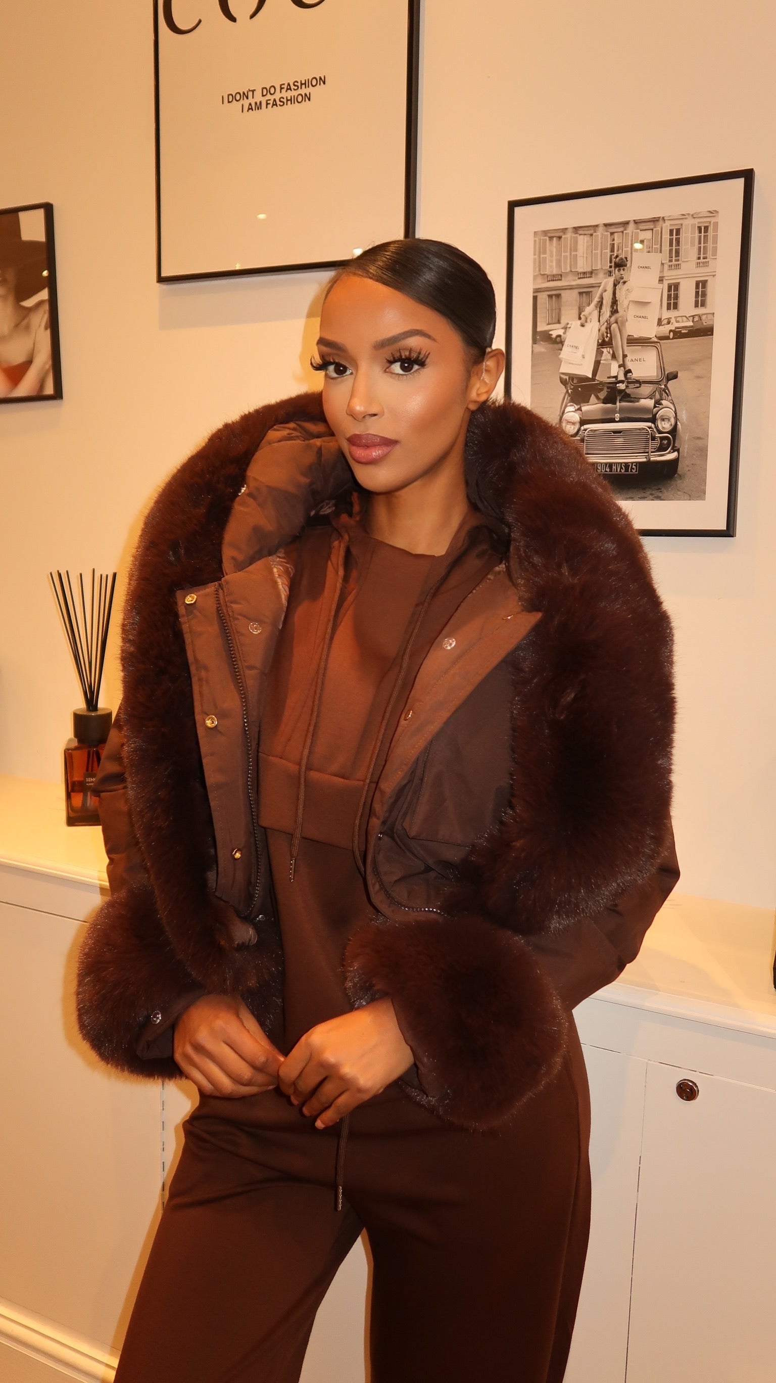 Clarendon Fur-Trim Cropped Jacket