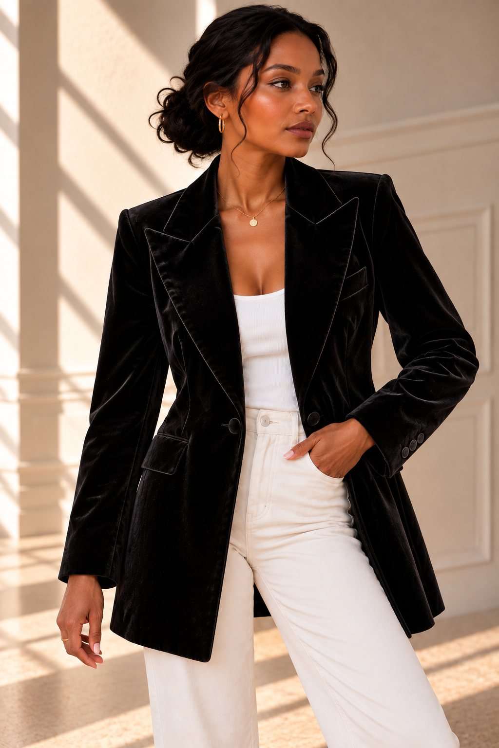 Romy Velvet Blazer – Black