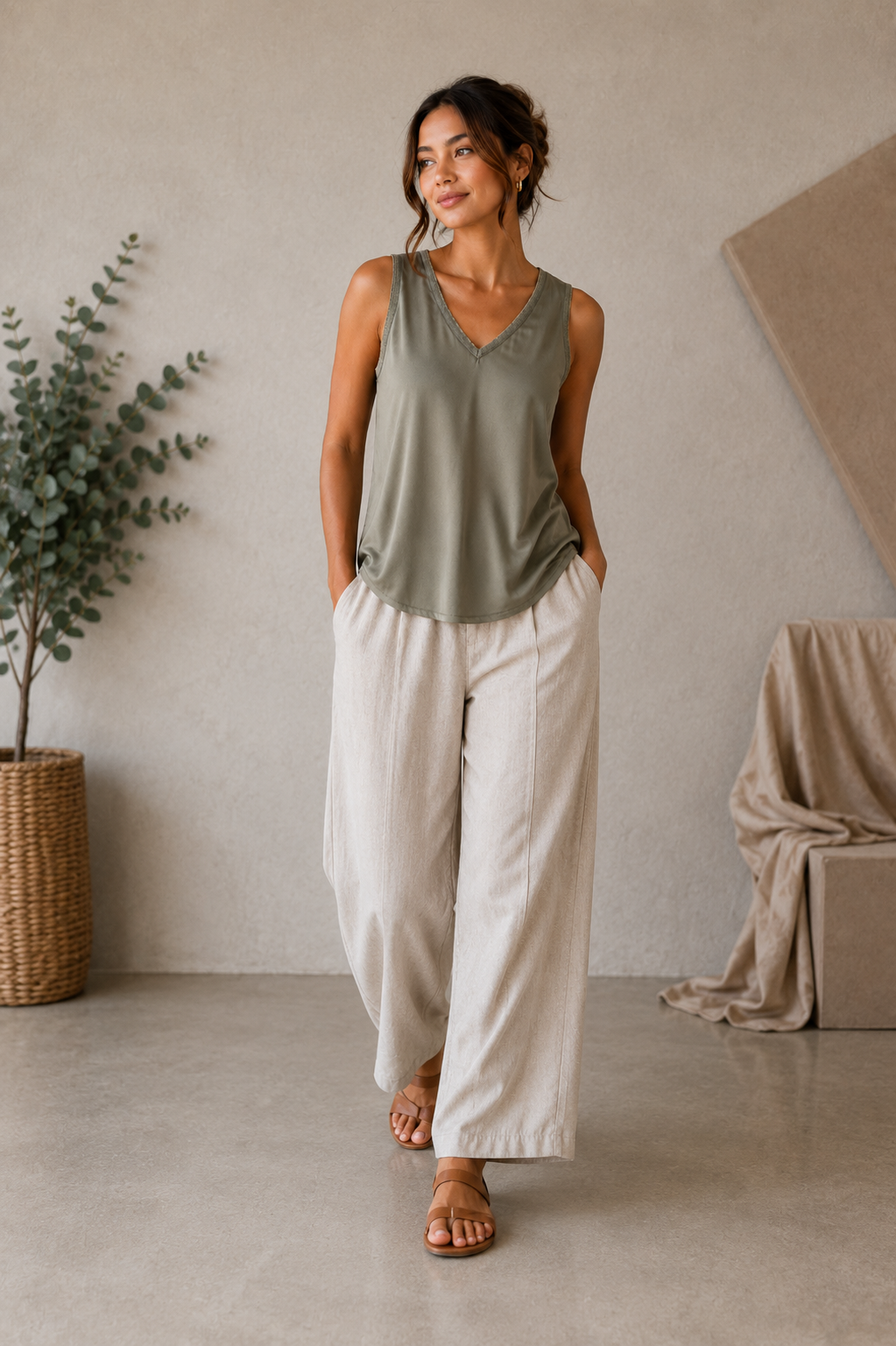 Sage Silk Tank Top