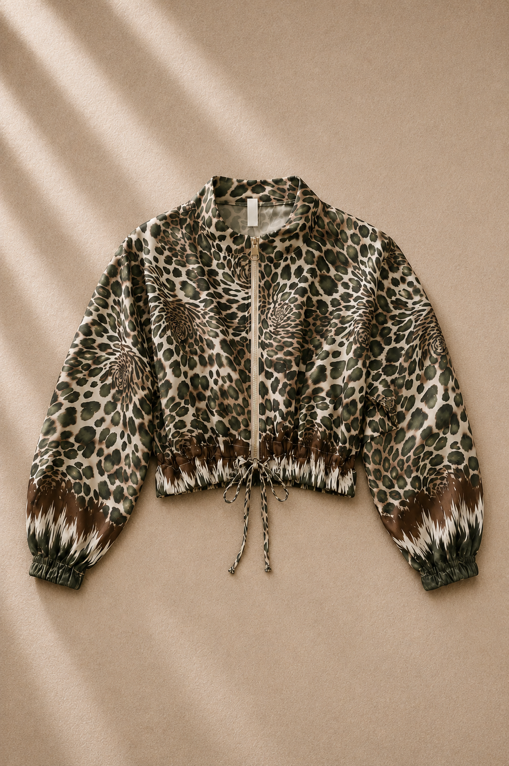 Savannah Leopard Bomber – Khaki