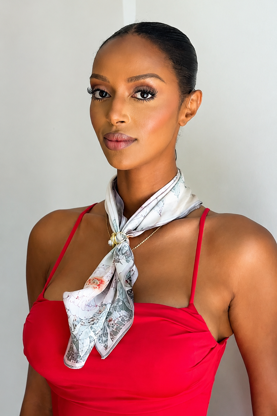 Coco Ivy Silk Scarf - Light Grey